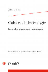 LES CAHIER DE LEXICOLOGIE